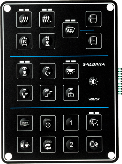 Etiqueta frontal y overlay para teclado de membrana – cortes y mecanizados